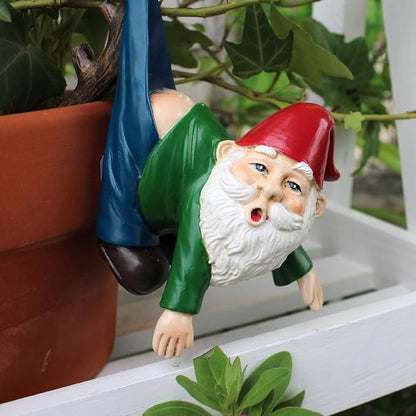 OwMell Garden Decor Statue Flower Pot Hugger, Outdoor Figurine Planter Hugger for Flowerpot, Patio, Balcony, Porch, Yard, Lawn Ornament Outdoor Decor Gifts Plant Decoration - Gnome