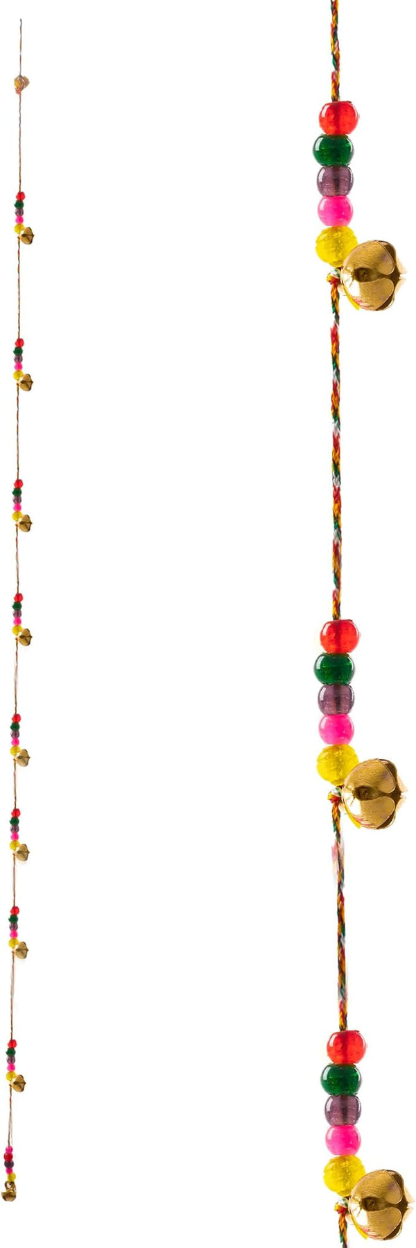 Ghungroo Vintage Bell Latkan Hanging for Wall Décor Decoration 10 Golden Handmade Bells in a String with Beads for Home Office Garden Decoration and Gifting (Small Bell String)