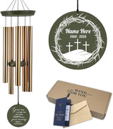 Personalized Wind Chimes, 36inch Memorial Wind Chime, Loving Memory Gifts, Custom Name Cross Wind Chime for Loss of Loved Dad/Mom, Jesus Gods Outside Decor Clearance (Produced in USA)