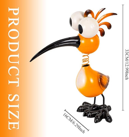 Yellow Big Eyes Bird Metal Garden Statues Yard Decorations Outdoor,13" Bird Decor Yard Statue Decorations Outdoor,Gardening Gifts for Women for Housewarming