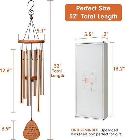 AMBOBE Sympathy Memorial Wind Chime, 32 Inch, Gold