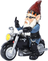 gofidin Resin Dwarf Statue Motorcycle Riding Funny Gnome Decoration Outdoor Yard Lawn Garden Gnome Statue Dwarf Figurine Home Ornaments