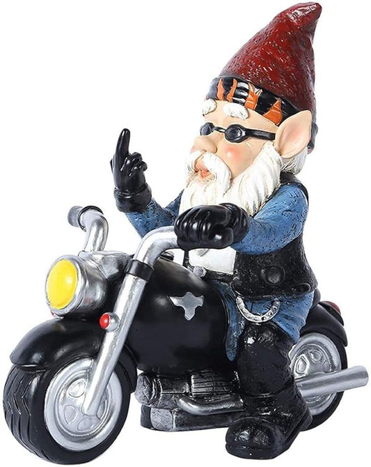 gofidin Resin Dwarf Statue Motorcycle Riding Funny Gnome Decoration Outdoor Yard Lawn Garden Gnome Statue Dwarf Figurine Home Ornaments