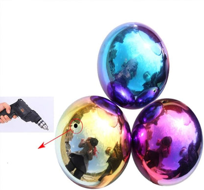 Stainless Steel Gazing Ball, 6 Pcs 50-150 mm Multi-Colour Mirror Polished Hollow Ball Reflective Garden Sphere, Pre-Drilled Gazing Globe for Home Garden Ornament Decorations