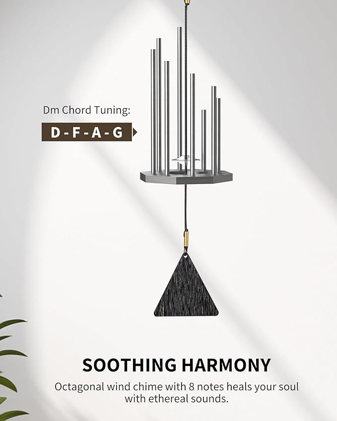 POGOLAB Wind Chimes for Meditation,Sound Healing,Dm Chord,Yoga Wind Chime for Home/Outdoor Decor
