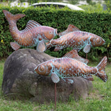 Outdoor Garden Statues Koi Fish Decor,Antique Copper Garden Sculptures & Statues for Outside,Patio,Backyard,Pond,Home,Decorations,Metal Yard Art Fish Stakes,Gifts for Mom Grandma,Set of 3