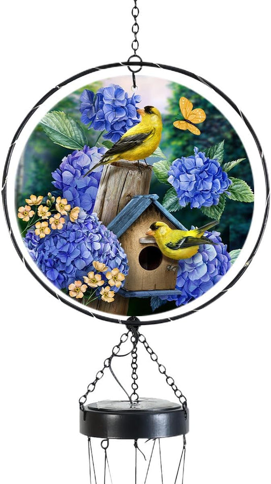 Briarwood Lane Goldfinches and Geraniums Illuminated Wind Chime