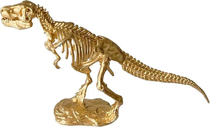 Gold Tyrannosaurus Rex Skeleton Sculpture Solid Metal Animal Ornament Mini Animal Figurine for Home Office Garden Desktop Decor