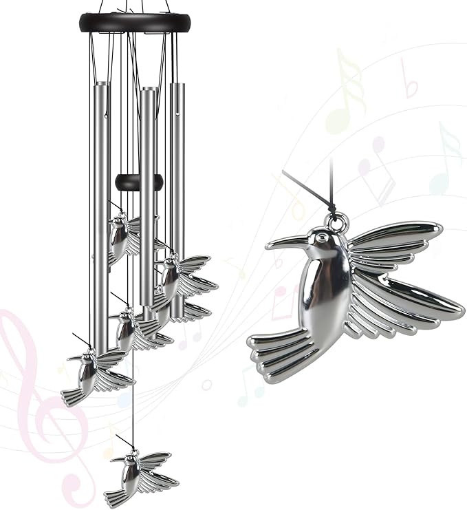 Virekm Windchimes Outdoors Clearance, Door Chime Wind Chimes for Outside Sympathy Wind Chimes for Patio Decoration, Garden Decor. Zen Garden Decor（Hummingbird）