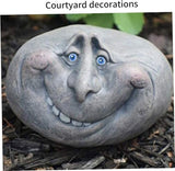 Funny Face Rock Art Sculpture Decoration Yard Art Face Resin Sculpture Mystical Garden Stones for Indoors Outdoors Patio ...