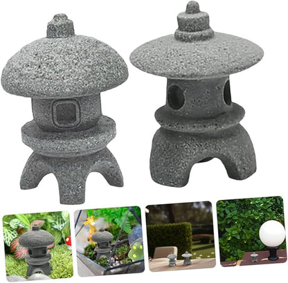 ORFOFE Japanese Style Zen Garden Statues 2 Pack Sandstone Decor for Outdoor/Indoor Asian Decor