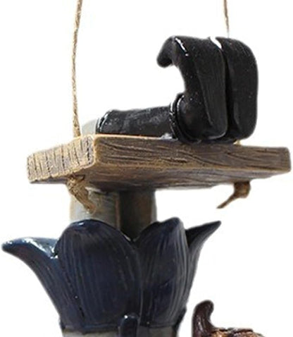 Swinging Fairy Garden Statue, Resin Hanging Ornament for Outdoor Trees, Patio and Yard Decor All Weather Fairy on a Swing Figurine for Fantasy Garden Displays (Brown)
