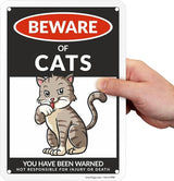 SmartSign Funny Beware Of Cats Warning Sign - 10"x7", 40 mil Laminated Rust-free Aluminum - Metal Signs for Entrances, Outdoors, Patio, Gifts, Cafe - Cats Theme, Made in USA