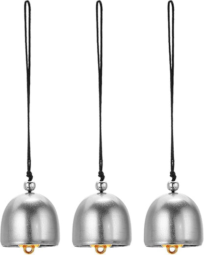 PATIKIL 3 Pcs Wind Chime, Hanging Bells Temple Bells Retro Outdoor Hanging Metal Chinese Wind Chime Round for Outside Garden Camping, Silver Black