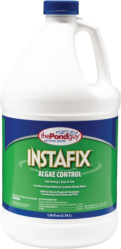 The Pond Guy InstaFix Algae Control, Outdoor Water Garden, Fountain & Birdbath Algae Solution, EPA Registered Liquid Algaecide, Control Green Water & String Algae, Bird, Fish & Pet Safe, 1 Gallon