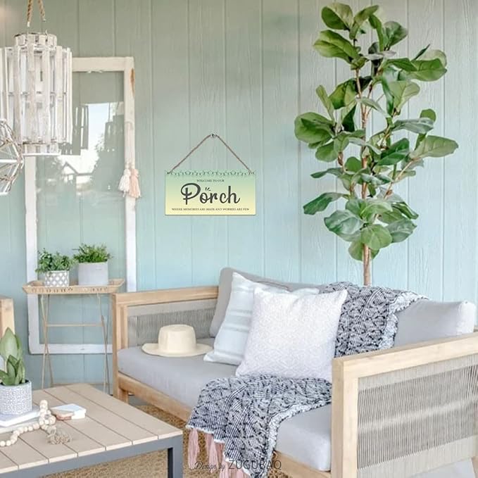Porch Decor Welcome To Our Porch Where Memories Are Made And Worries Are Few Wood Sign Home Garden Patio Backyard Outdoor Decorations Housewarming Gift Front Door 5x10 Inch