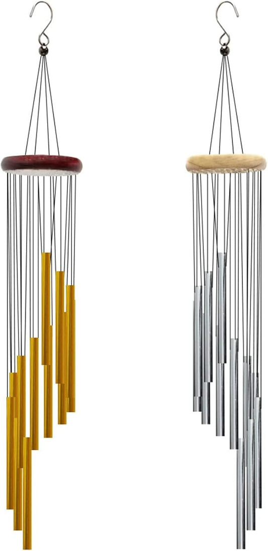 Wind Chimes for Outside with 12 Aluminum Tubes Wind Bells, 23 Inches Melody Windchimes Outdoors for Farmhouse Garden Patio Home Decor (Silver)