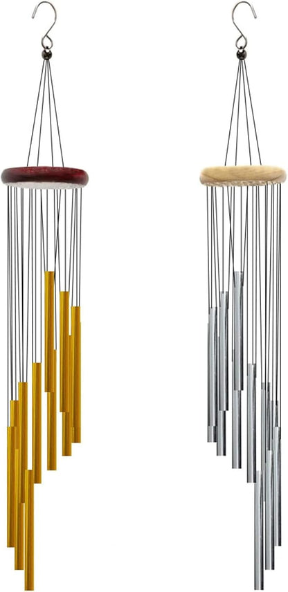 Wind Chimes for Outside with 12 Aluminum Tubes Wind Bells, 23 Inches Melody Windchimes Outdoors for Farmhouse Garden Patio Home Decor (Gold)