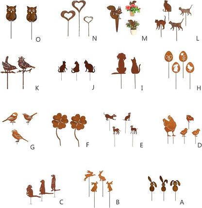 Gardens Stake,Metal Animal Yard Decors Garden Art Rusted Animals for Outside Decorations Outdoor Decorative Stake Accessory
