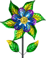 Wind Spinners Outdoor,13'' Dia Metal Flower Pinwheels,Waterproof Wind Sculpture with Metal Stake,Wind Spinner for Outdoor Patio Decor