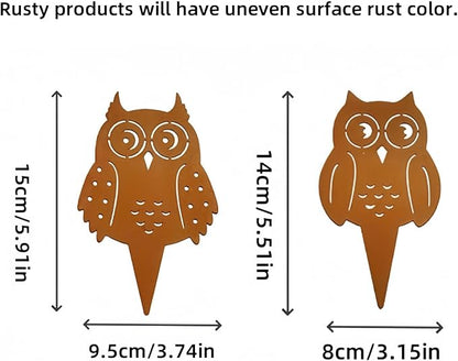 Iron Animal Decorative Garden Stake Set Rusted Yard Ornaments for Indoor/Outdoor Backyard Decor Iron Garden Sculptures Outdoor