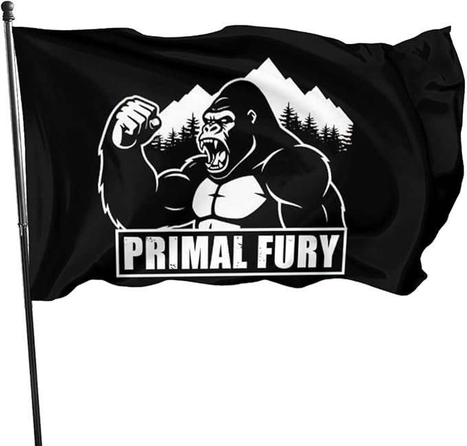 Gorilla Flag Outdoor Heavy Duty Gym Banner Double Sided 3x5 Ft Fitness Workout Flags with Brass Grommets for Room Decor, Bedroom, Garden, House Decoration