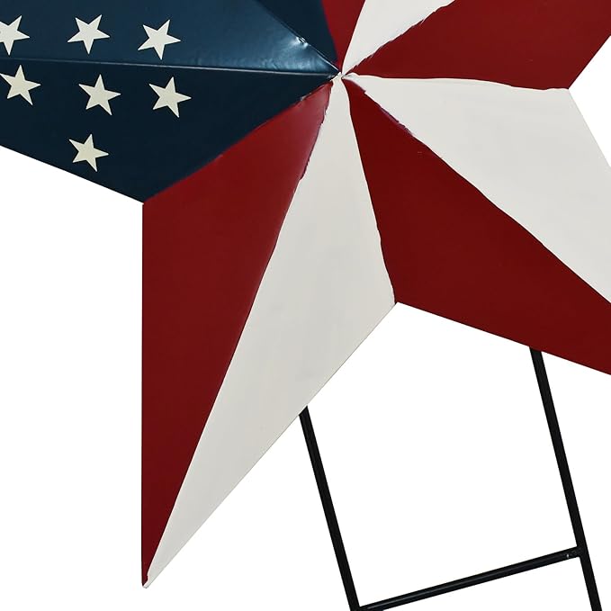 Linfevisi American Flag Star Yard Signs 24 Inch Metal Patriotic Barn Stars Garden Stakes US Flag Outdoor 4th of July Decorations Memorial Day Yard Art Lawn Ornaments Patio for Outside