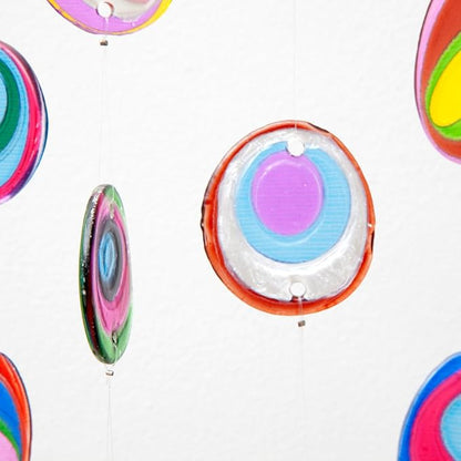 Bits and Pieces - Beautiful Fused Hanging Glass Garden Art - Colorful Window Suncatcher and Wind Chimes