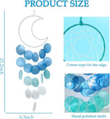 Wind Chimes for Outside, Personalized Capiz Shells Wind Chime for Home Decoration, Garden Decoration of Beach House Decor,Great Gift for Shells Windchimes Lovers and More (Blue Moon)