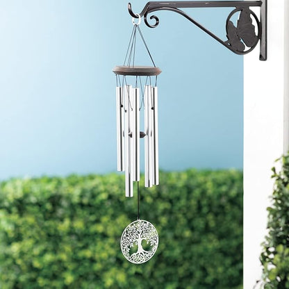 Woodstock Chimes Signature Collection, Woodstock Habitats Chime, 21'', Silver Wind Chimes for Outdoor, Patio, Home or Garden Decor (HCMT)