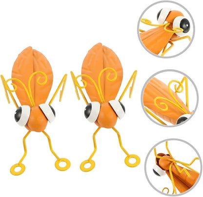 MAGICLULU 2pcs Decorative Iron Figurines for Garden Lawn and Patio Adorable Outdoor Ornaments for Themed Parties and Bonsai Landscaping Yellow