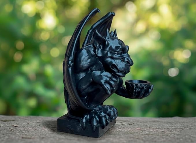 OLOMA Concrete Gargoyle Statue Gothic Garden Decor Heavy Outdoor Sculpture Made from Stone with Protective Resin Coating Weather Resistant Mythical Guardian for Yard Patio Entryway