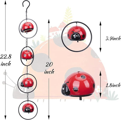 Ceramics Wind Chimes Outdoor, Wind Chime for Outside with Soothing Melodic Tones for Garden Patio Balcony Home Décor Ladybug