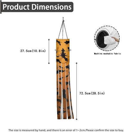 Halloween Bats Jack-o'-Lantern Windsocks Outdoor Hanging Durable Wind Sock with Tails Front Yard Patio Lawn Garden Party Halloween Spooky Ghost Decoration