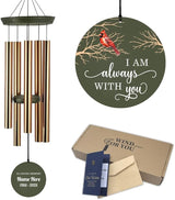 Personalized Memorial Wind Chimes, Cardinal Wind Chime, Wind Chime Made for Lost Loved One/Friend, Custom Name Date, Memorial Sympathy Bereavement Gift for Mourning/Funeral, Product in USA