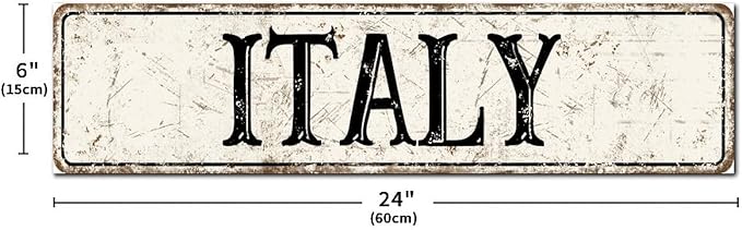 Madcolitote Vintage Italy Wood Sign Italy Street Signs Customized Rustic Wooden Wall Art Farmhouse Wall Decor Kitchen Wall Hanger Retro Decoration Sign Housewarming Gift 6x24in