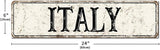 Madcolitote Vintage Italy Wood Sign Italy Street Signs Customized Rustic Wooden Wall Art Farmhouse Wall Decor Kitchen Wall Hanger Retro Decoration Sign Housewarming Gift 6x24in