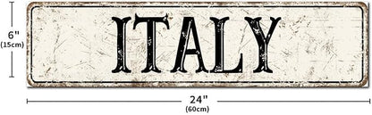 Madcolitote Vintage Italy Wood Sign Italy Street Signs Customized Rustic Wooden Wall Art Farmhouse Wall Decor Kitchen Wall Hanger Retro Decoration Sign Housewarming Gift 6x24in