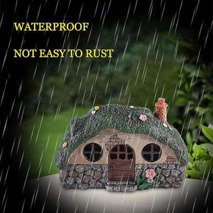 Fairy Garden Statues,Fairy Garden House with Solar Powerd Night Light,Yard Decorations Outdoor Fairy Garden Accessories Decor for Outside (House)