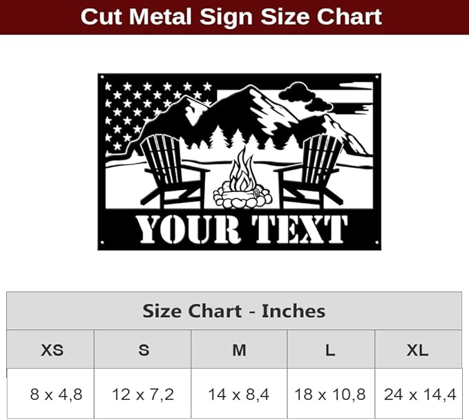 MeMate Outdoor Decor - US Flag Metal Sign with Mountain, Personalized for Backyard Porch Deck, Custom Name Signs for Garden Pool, Large for Outside, Housewarming Gift