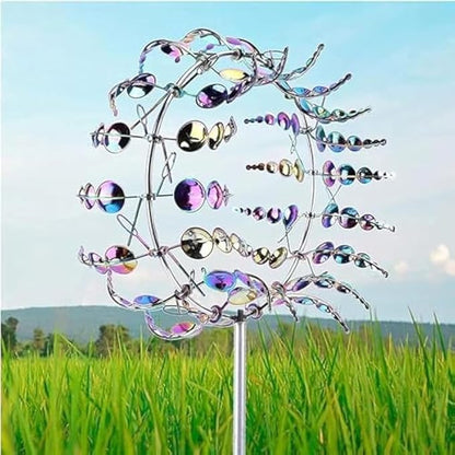 2Pcs Wind Spinners for Yard and Garden，Wind Spinners Outdoor，Magical Metal Windmill，Whimsical Wind Sculpture（2Pcs ）