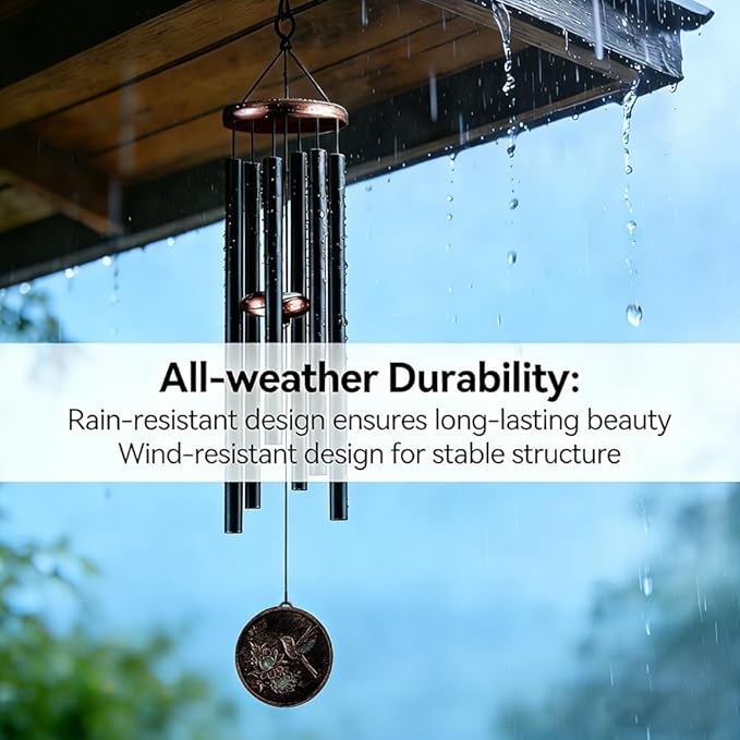 Wind Chimes for Outside, Vintage Hummingbird Deep Tone Wind Chime Outdoor Clearance, Patio Porch Balcony Decoration, Garden Hanging Decor Gifts for Women Mom Grandma (32" Hummingbird)