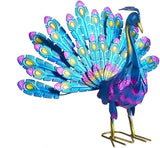Small Peacock Statue Animal Sculpture Garden Decoration Metal Yard Art for Yard Outdoor Decoration (Purple)
