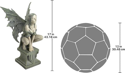 Design Toscano Celtic Fairy's Perilous Perch Outdoor Garden Statue, Large, 19 Inch, Polyresin, Two Tone Stone