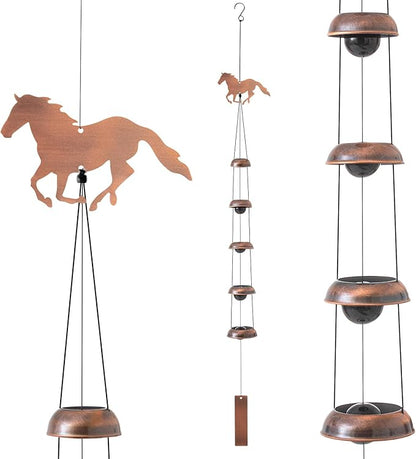 Geelin Horse Wind Chimes for Outside Memorial Gift for Women Men, 36" Copper Metal Wind Chime for Garden Front Yard Patio Decor, Memorial Housewarming Birthday Festival Gifts for Horse Lovers
