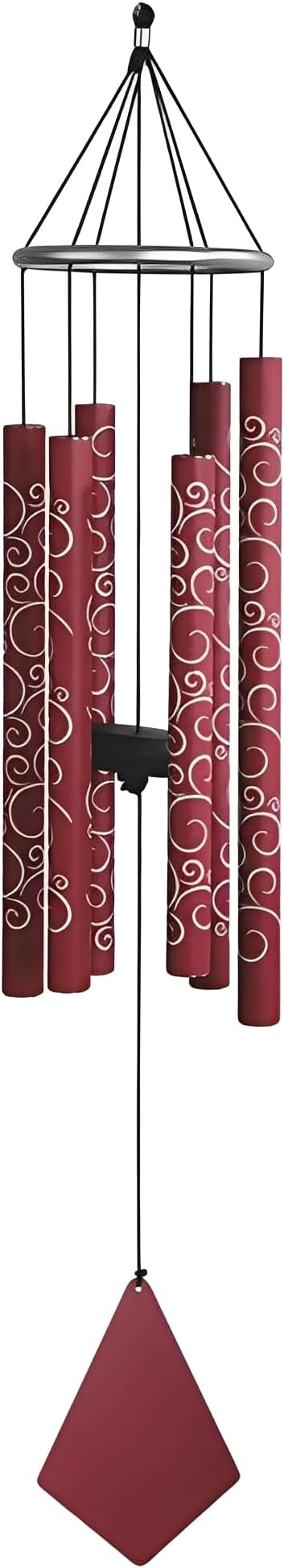 ICE ARMOR 36" Long Tuned Red Metal Wind Chime Statue Sculpture Ornament Decoration Garden Decor Ideas for Housewarming, Holidays and Birthdays Great Collectible Addition