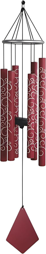 ICE ARMOR 36" Long Tuned Red Metal Wind Chime Statue Sculpture Ornament Decoration Garden Decor Ideas for Housewarming, Holidays and Birthdays Great Collectible Addition