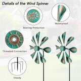 DREAMYSOUL 2 Pack Wind Spinners Outdoor, 10" Dia Metal Pinwheels for Yard and Garden, Kinetic Wind Sculptures & Spinner Outside (Bronze)