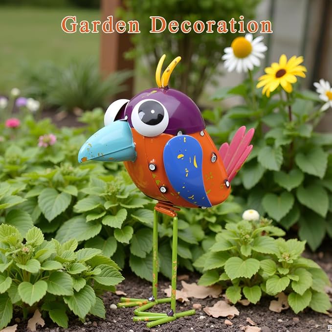 Metal Birds Garden Statue -Sparrow Decor Outdoor Sculptures -Garden Decor for Backyard,Patio,Porch,Home -Yard Art Gift for Birthday, Housewarming, Christmas