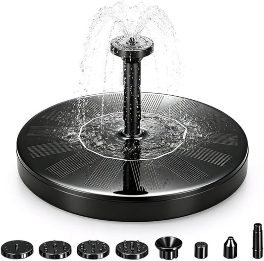 Solar Fountain for Bird Bath, 2026 New Floating Mini Solar Water Fountain with 6 Nozzles, Solar Birdbath Fountain for Garden, Pond, Pool, and Outdoor (1, 6.3in)